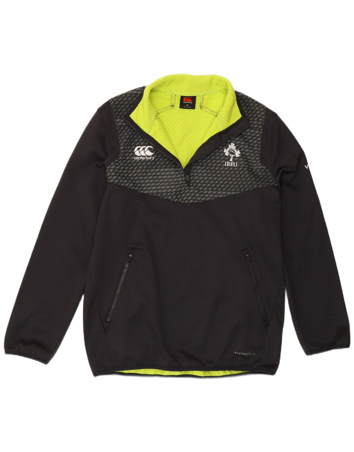 Canterbury Mens IRFU Zip Neck Pulôver Treino Top Médio Poliéster Preto