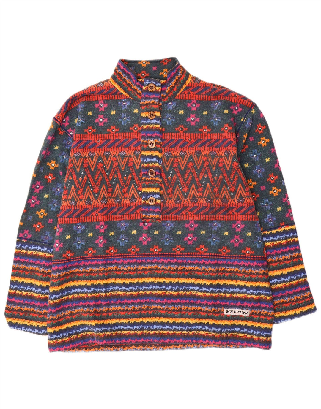 Moletom masculino com gola redonda e listrado grande multicolorido