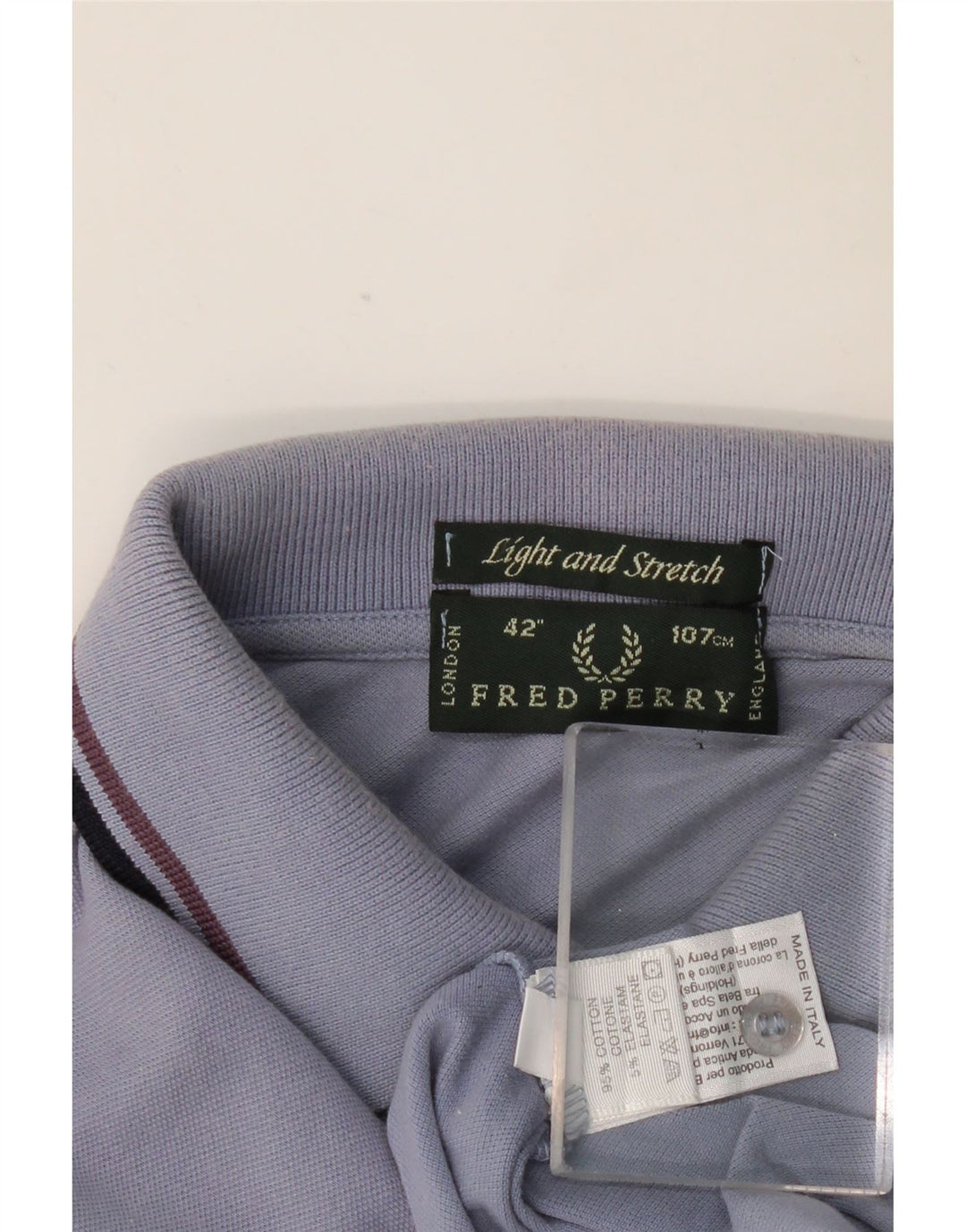 Camisa polo masculina de manga comprida FRED PERRY algodão azul médio