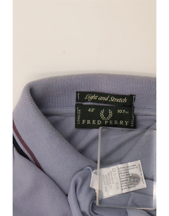Camisa polo masculina de manga comprida FRED PERRY algodão azul médio