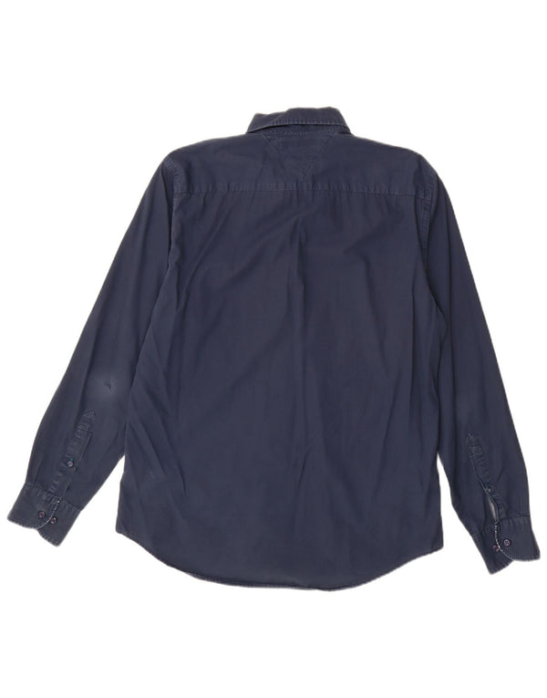 Camisa masculina Tommy Hilfiger New York Fit médio algodão azul marinho