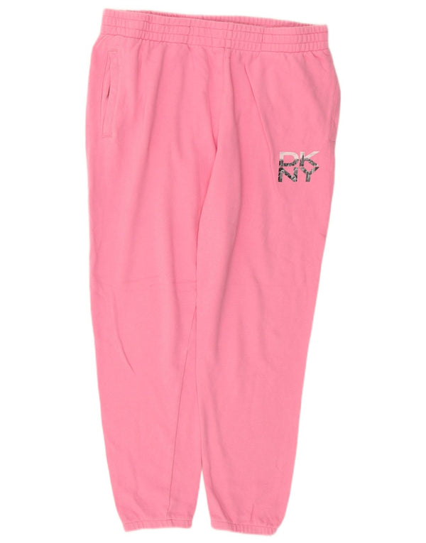 Calça esportiva feminina DKNY Joggers UK 12 algodão rosa médio