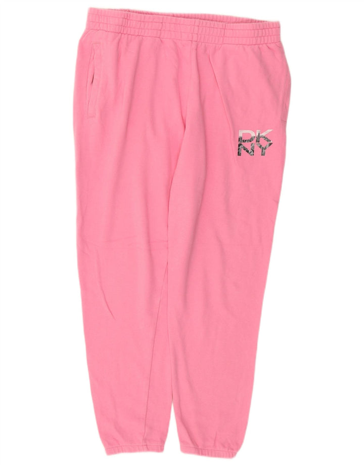 Calça esportiva feminina DKNY Joggers UK 12 algodão rosa médio