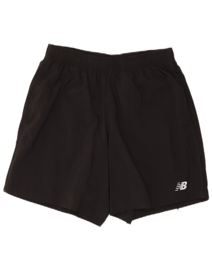 Shorts esportivos masculinos New Balance poliéster preto médio