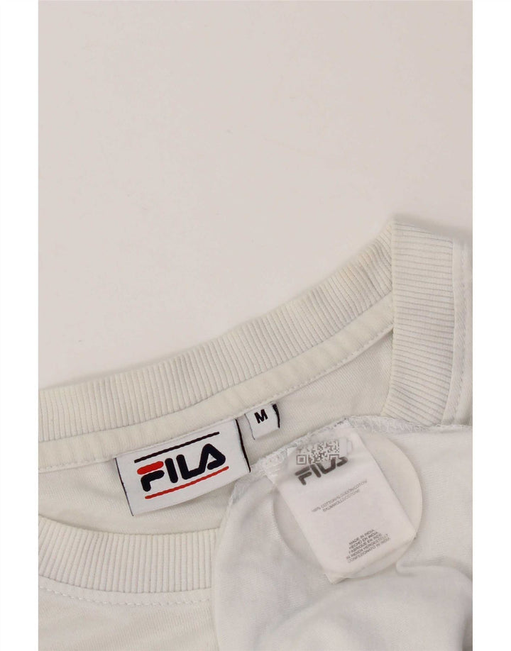 Fila Mens Graphic T-Shirt Top Médio Algodão Branco