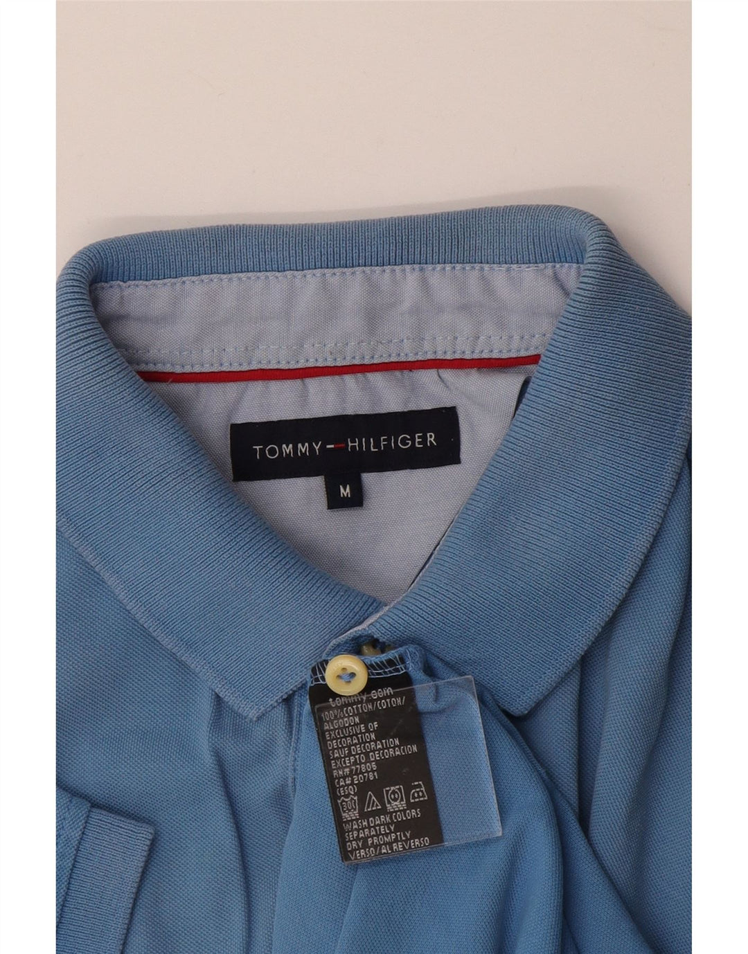 Camisa polo masculina TOMMY HILFIGER algodão azul médio