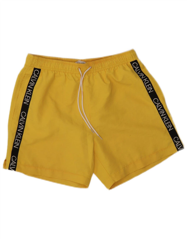CALVIN KLEIN Calção de banho masculino gráfico bloco colorido amarelo médio