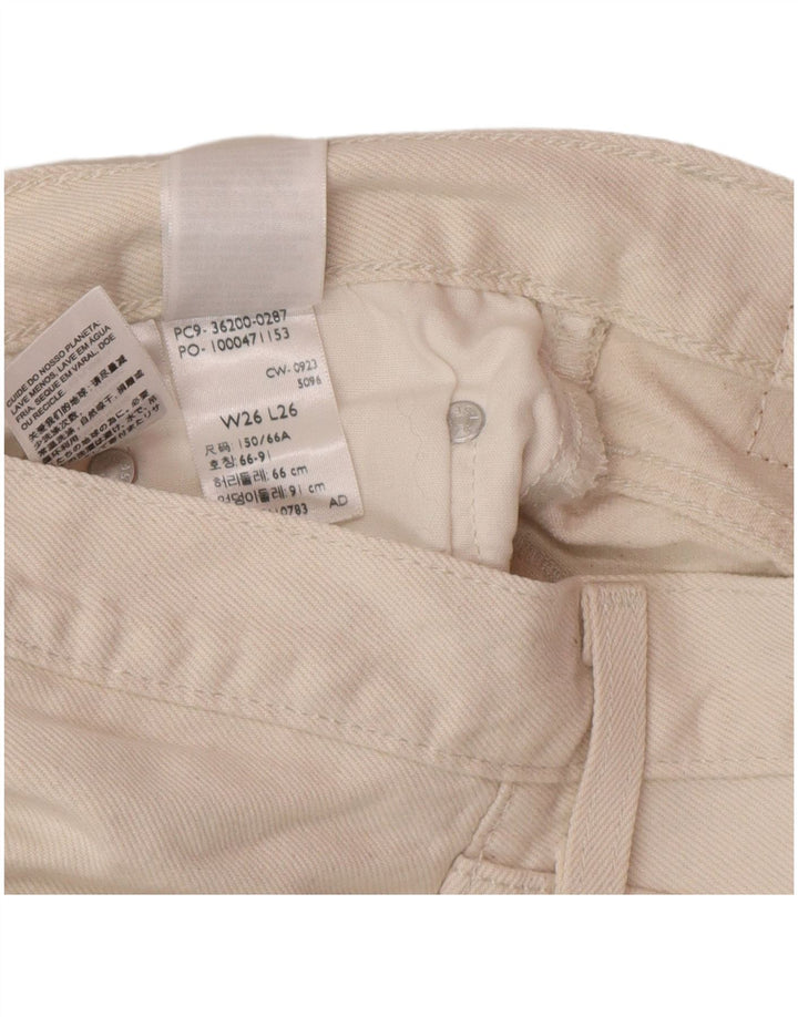 Levi's Masculino 501 Distressed Cropped Straight Jeans W26 L26 Off White Cotton