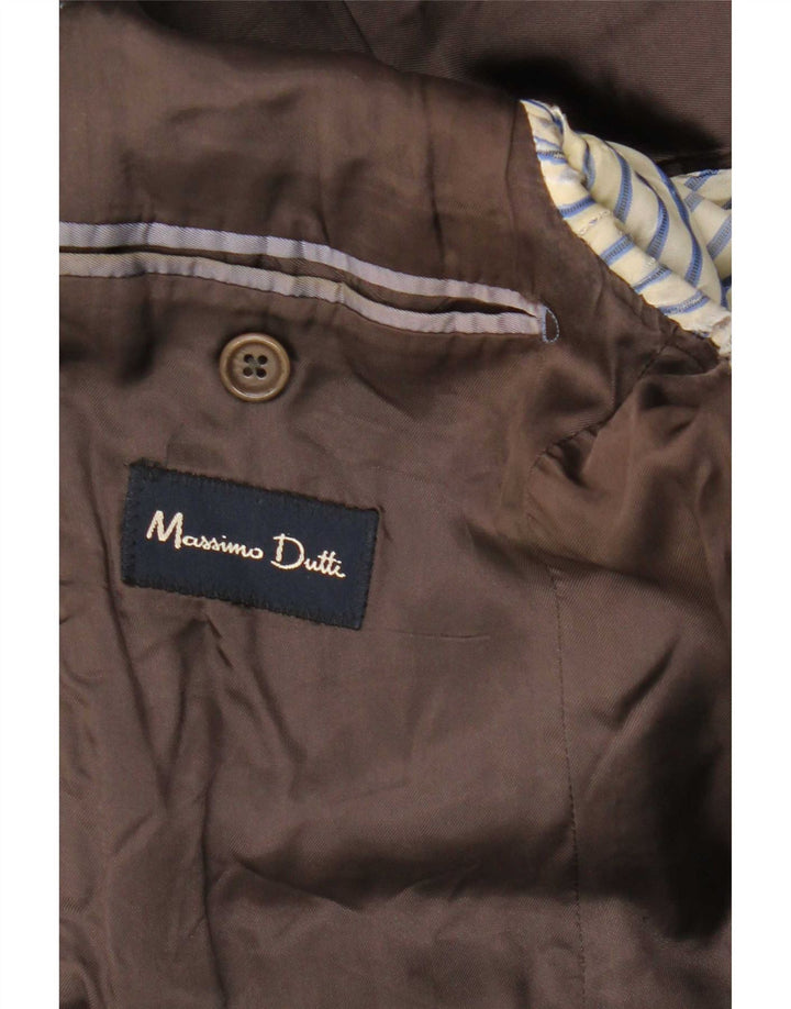 Jaqueta blazer masculina Massimo Dutti com 2 botões EU 40 lã risca de giz cinza médio