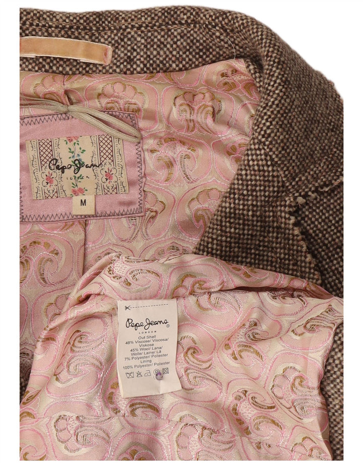 Jaqueta blazer feminina PEPE Jeans com 2 botões Reino Unido 12 viscose cinza médio