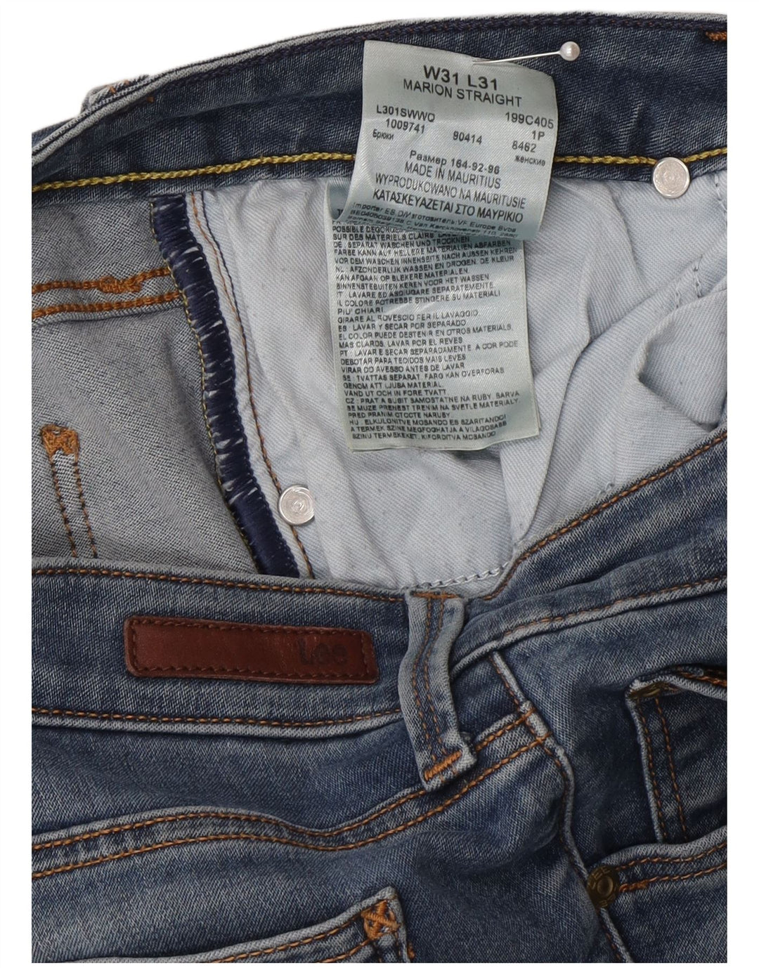 Lee Mens Marion Straight Jeans W31 L31 Azul Algodão