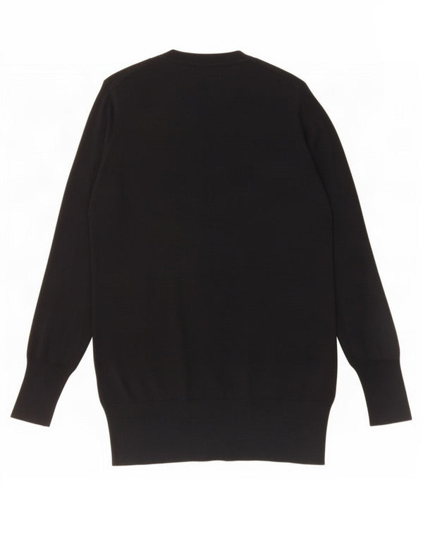 Suéter cardigã feminino Zara Longline Reino Unido 14 grande viscose preta