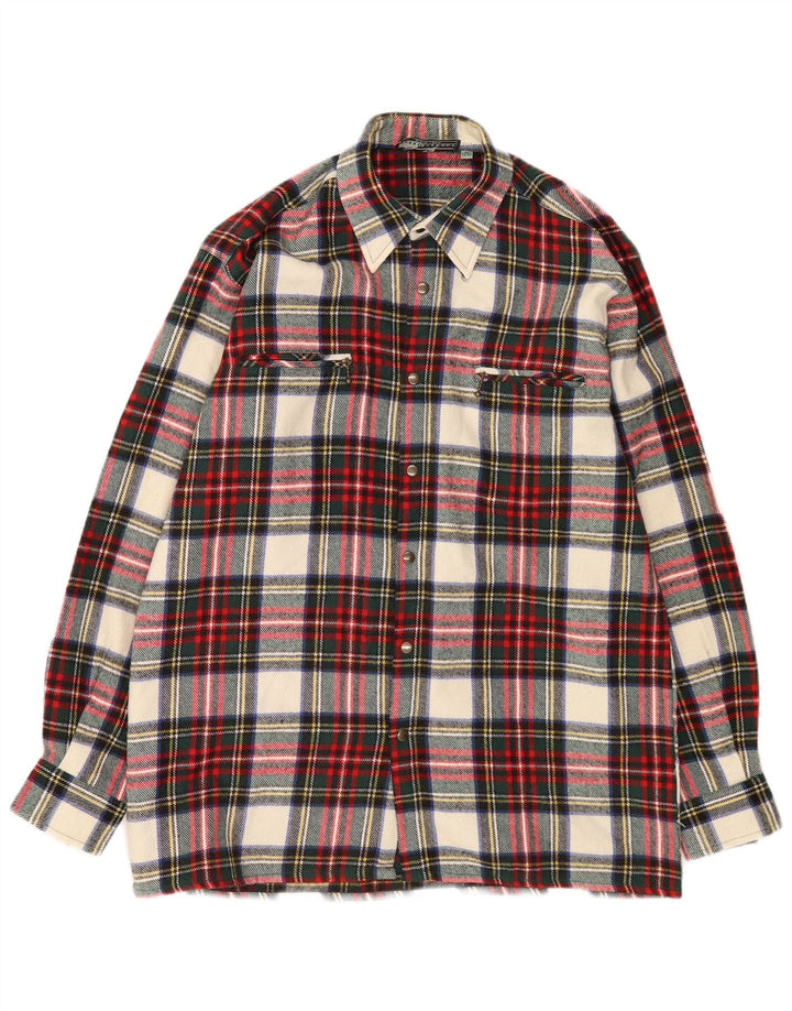 Camisa masculina vintage de flanela tamanho 39/40 lã xadrez vermelha média