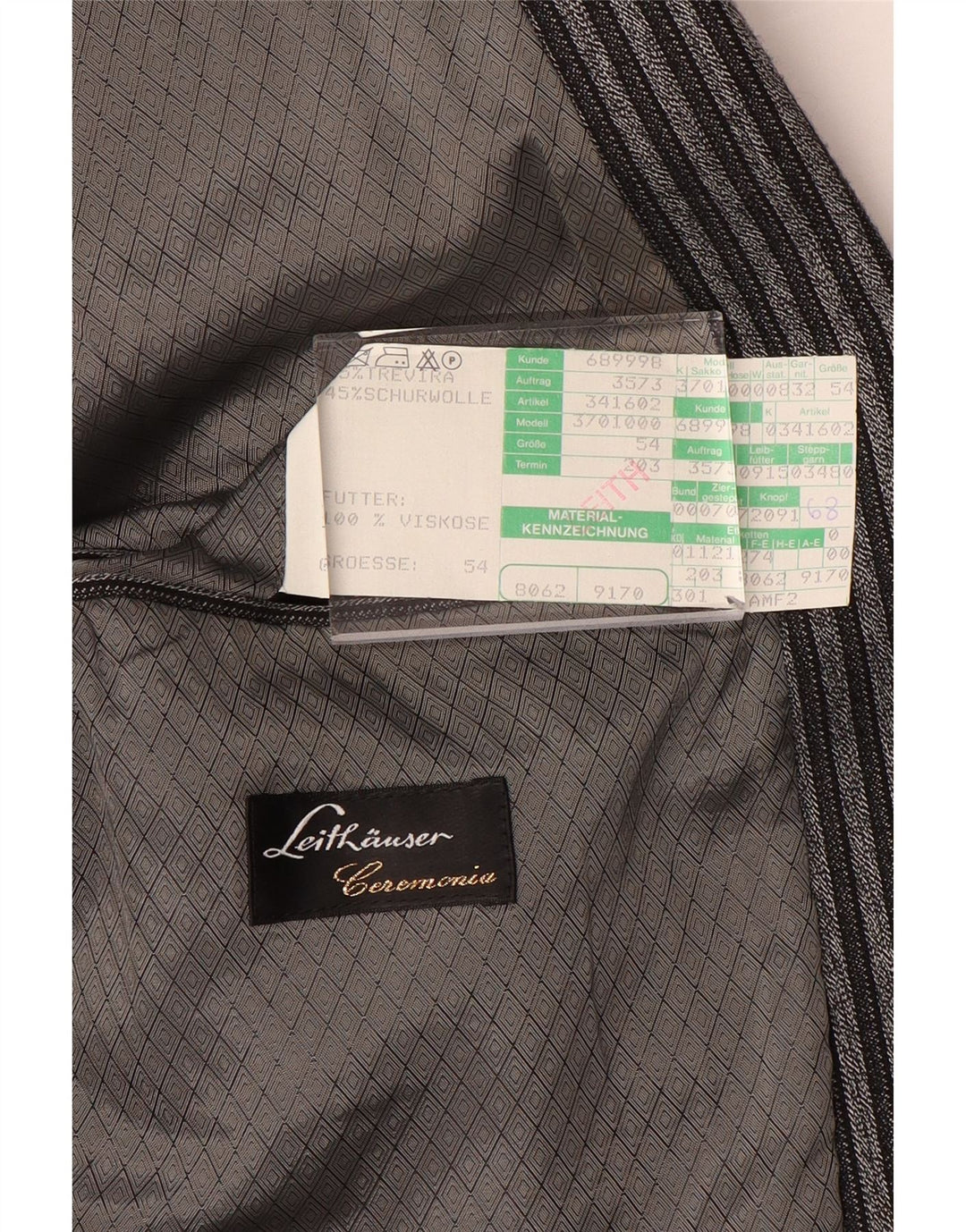 Jaqueta blazer masculina Leithauser com 1 botão EU 54 2XL cinza listrado Trevira