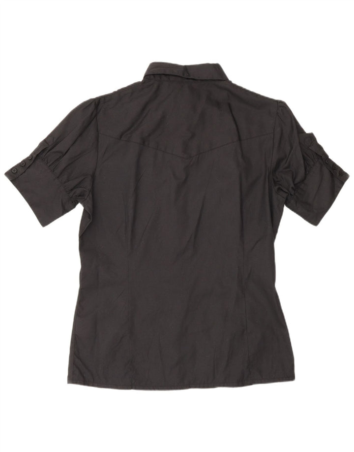 Camisa feminina de manga curta Lee UK 14 algodão preto médio