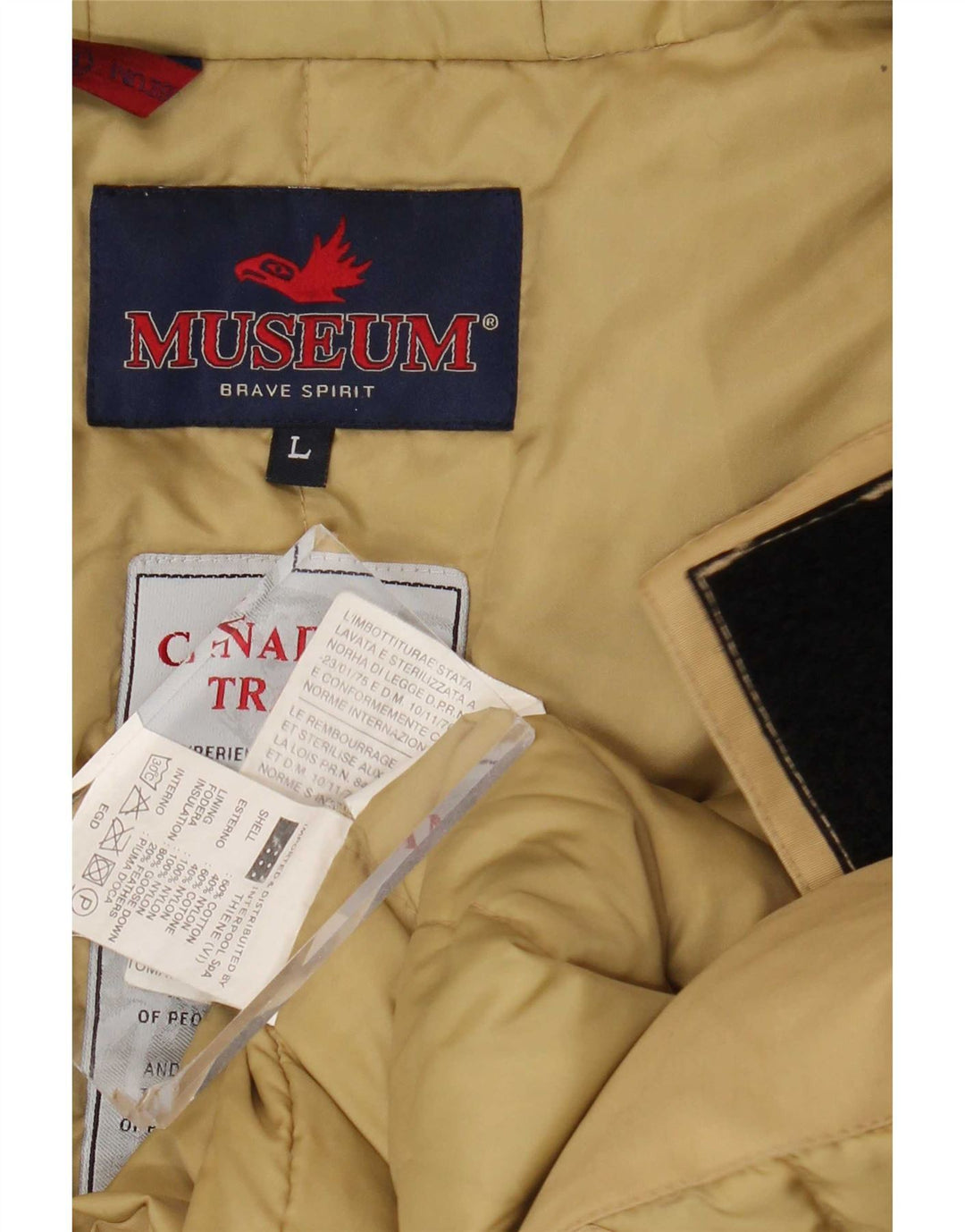 Jaqueta acolchoada com capuz masculina Museum UK 40 algodão bege grande