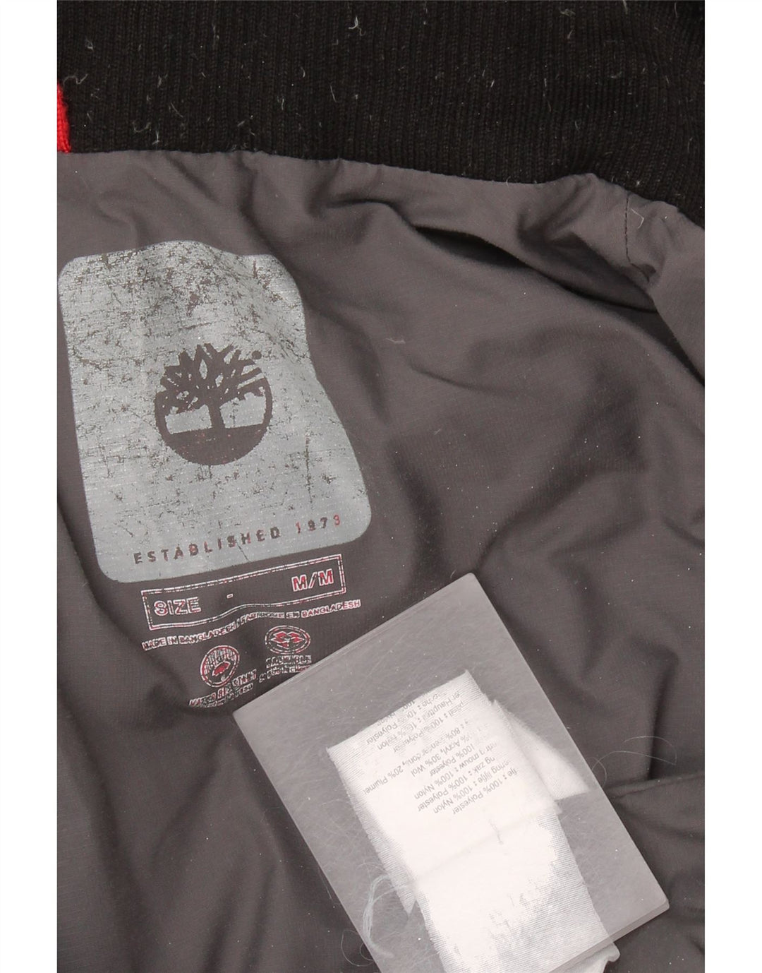 Jaqueta acolchoada com capuz masculina TIMBERLAND UK 38 poliéster preto médio