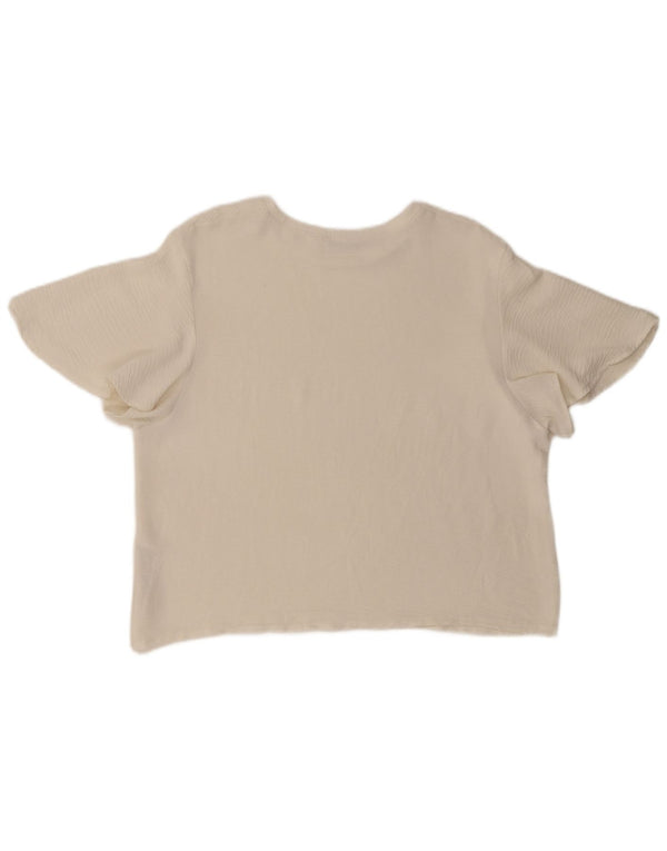 Blusa feminina Zara Top UK 16 grande poliéster branco
