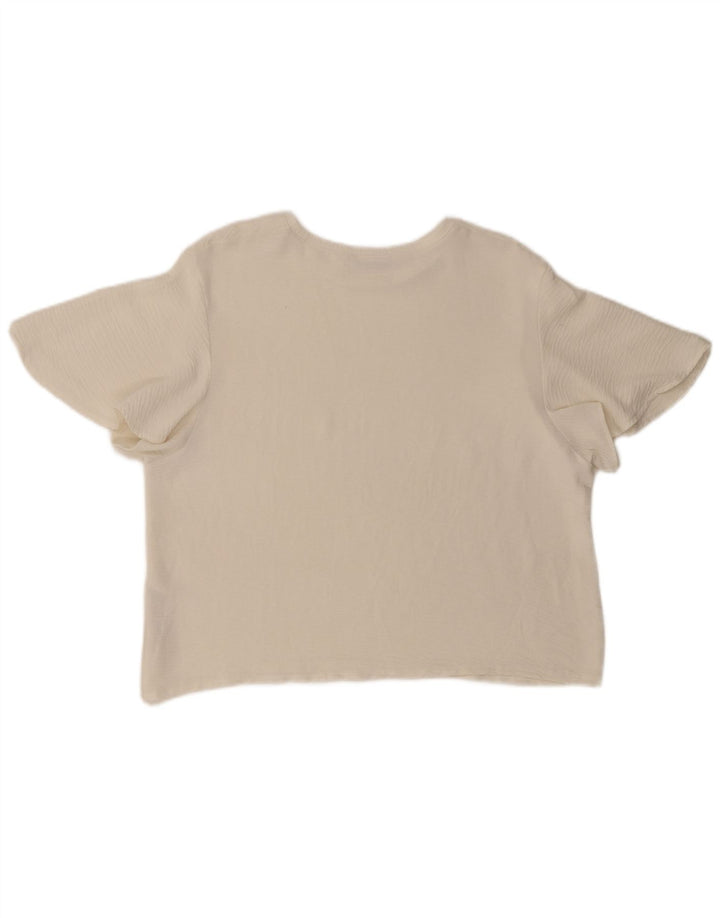 Blusa feminina Zara Top UK 16 grande poliéster branco