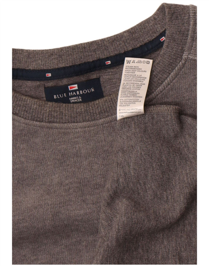 Top masculino Marks & Spencer Blue Harbour manga comprida 2XL bloco colorido cinza
