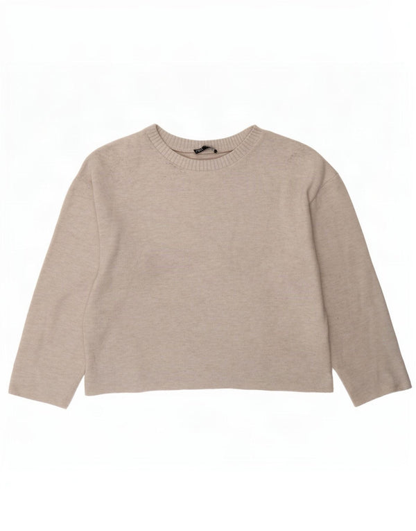 Blusa feminina Zara com ajuste solto Top UK 14 poliéster bege médio