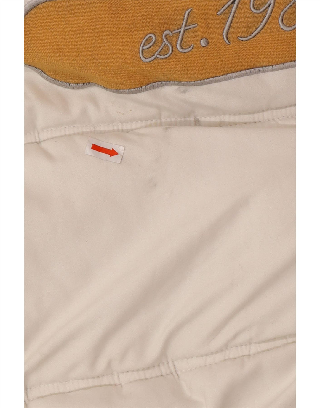 Jaqueta masculina acolchoada com capuz gráfico KARL KANI UK 44 2XL poliéster branco