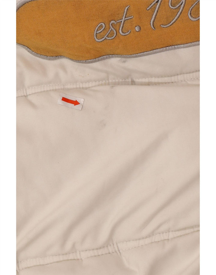 Jaqueta masculina acolchoada com capuz gráfico KARL KANI UK 44 2XL poliéster branco