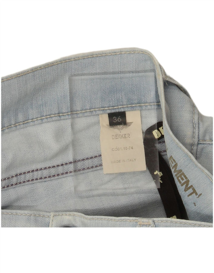 Calça jeans reta feminina Dekker desgastada W36 L29 algodão azul