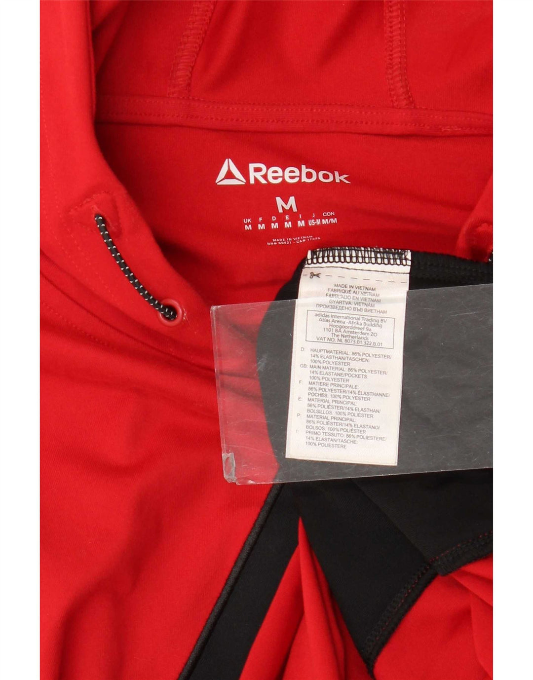 Reebok Mens Graphic Hoodie Jumper Médio Poliéster Vermelho
