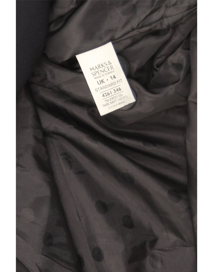 Jaqueta blazer feminina Marks & Spencer com 1 botão Reino Unido 14 grande azul marinho