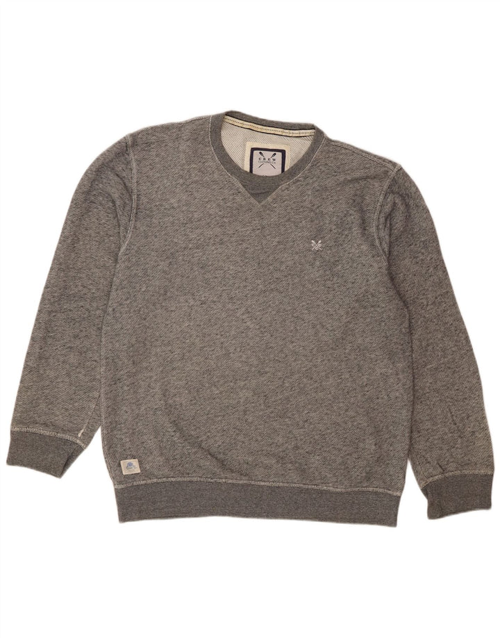 Crew Clothing Mens moletom jumper médio algodão manchado cinza