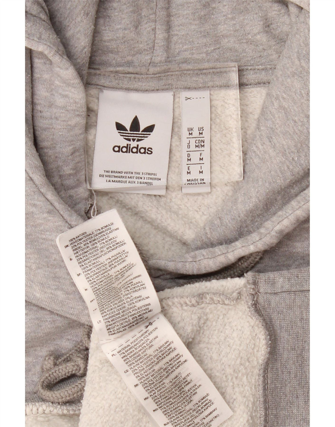 Adidas Mens Hoodie Jumper Médio Cinza Algodão Flecked