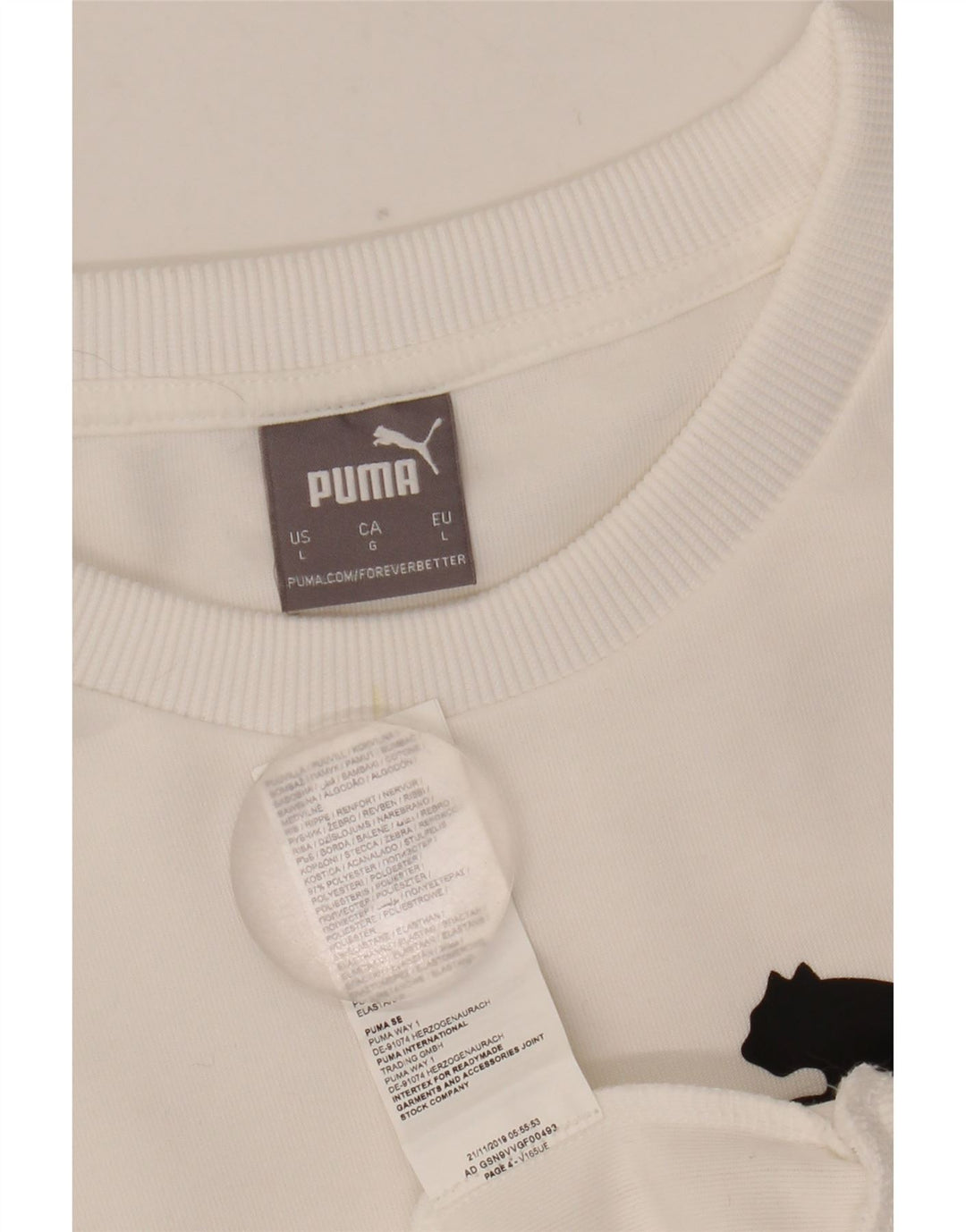 Puma Mens Graphic Moletom Jumper Grande Poliéster Branco