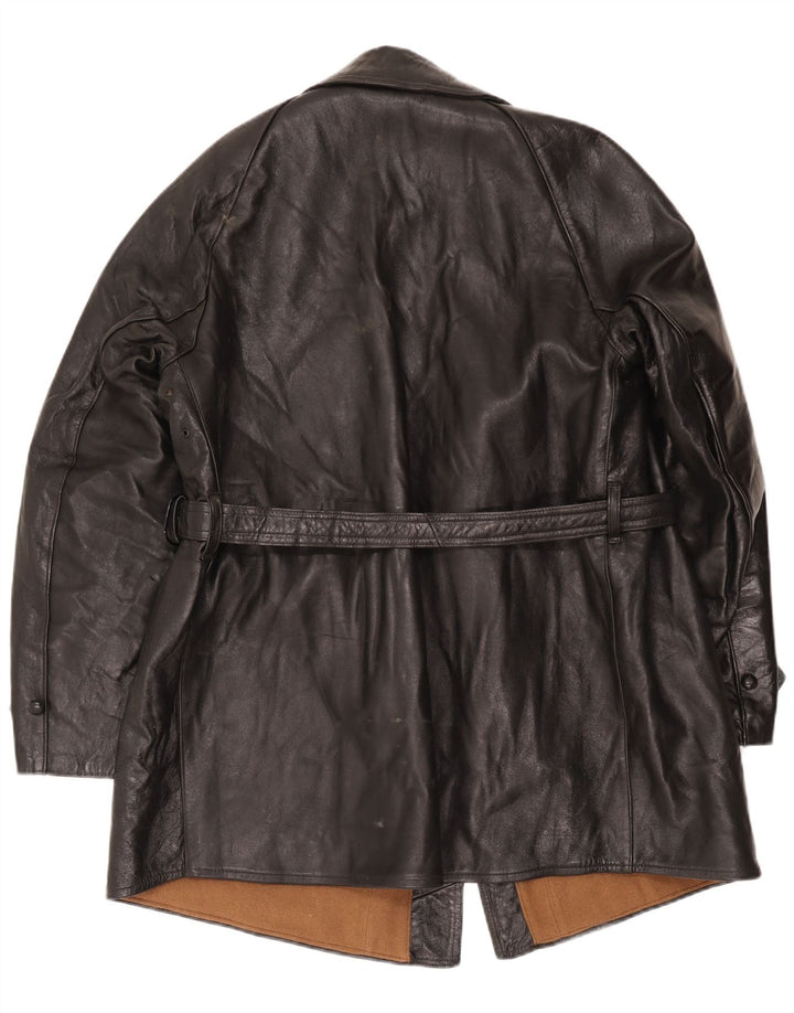 Casaco de couro masculino vintage UK 38 médio preto clássico