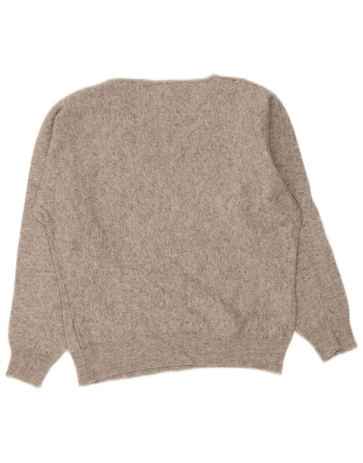 Suéter feminino Massimo Dutti com gola canoa Reino Unido 16 grande lã cinza