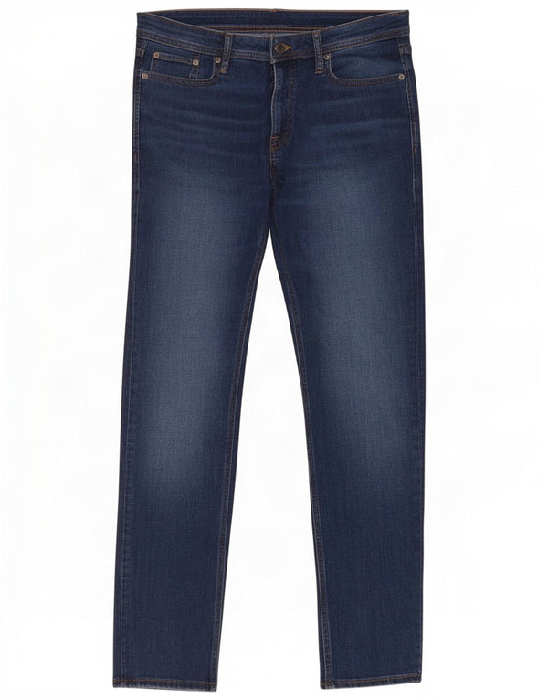 Jack & Jones Masculino GLENN Slim Jeans W32 L30 Azul Marinho Algodão