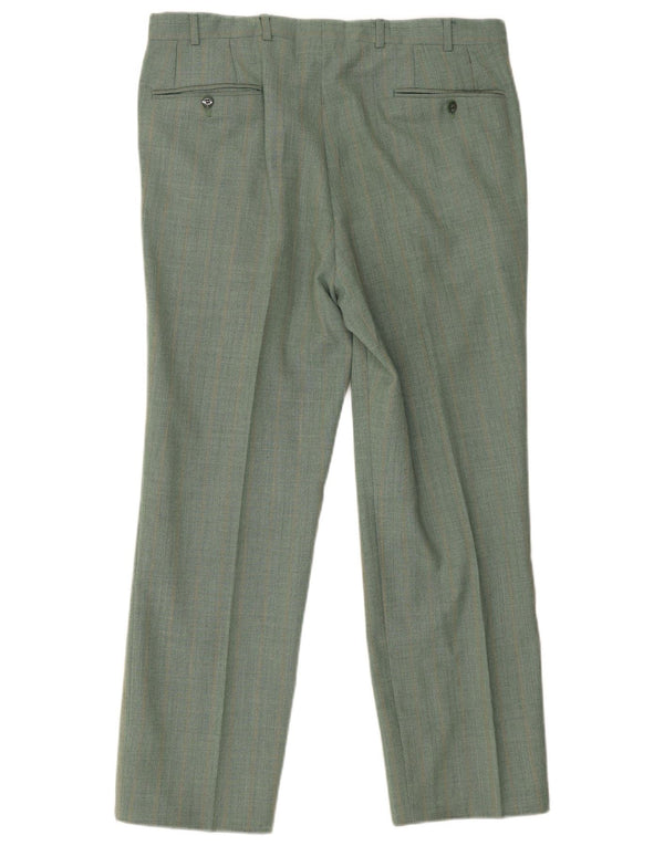 Calça casual reta masculina vintage W34 L27 xadrez verde