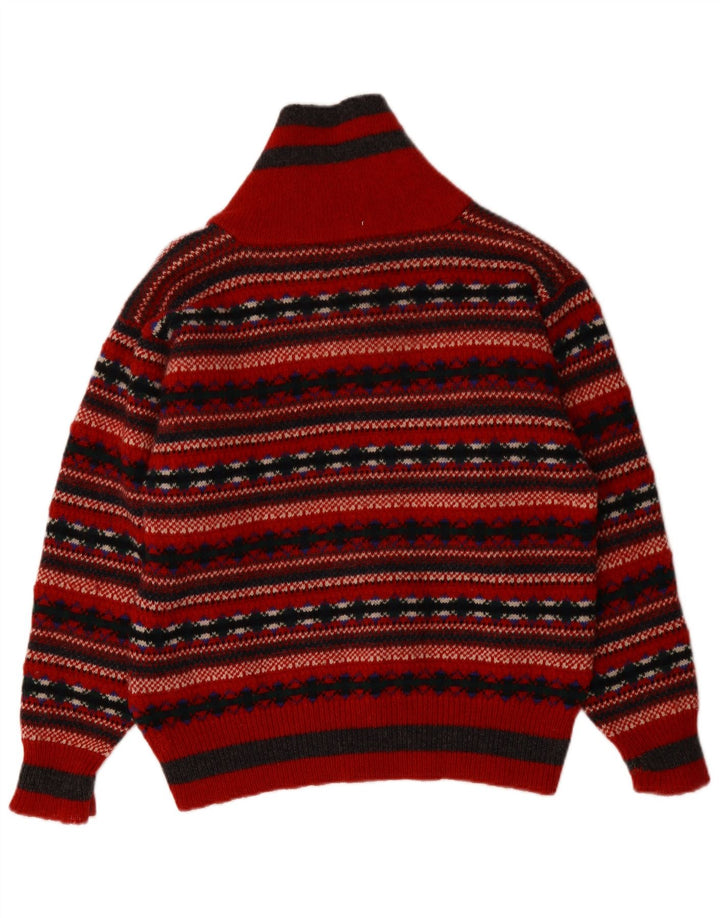 Suéter feminino PRINCIPLES com gola xale UK 14 médio vermelho Fair Isle