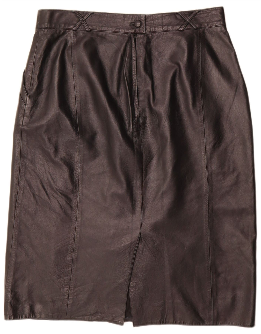 Saia feminina de couro Norma EU 44 XL W34 couro preto