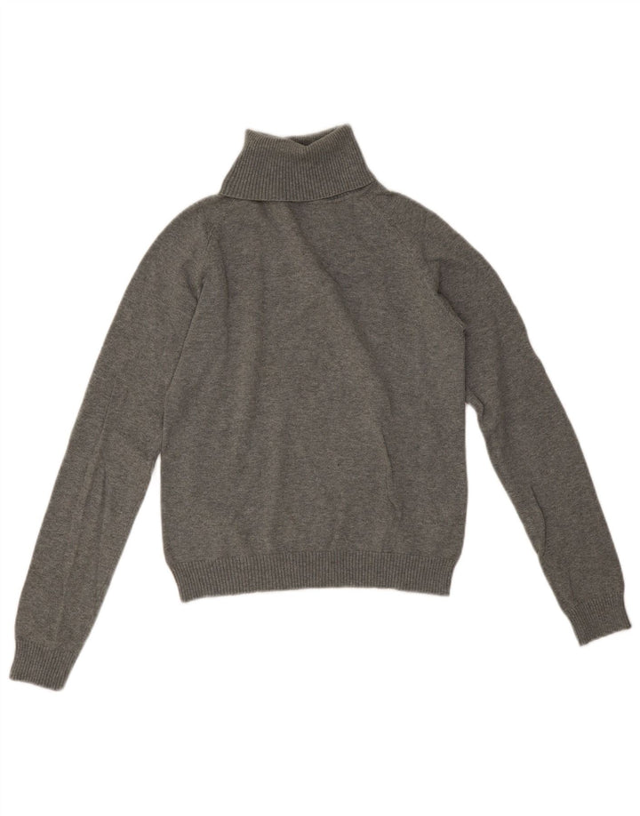 Zara Suéter feminino cropped com gola redonda Reino Unido 12 algodão cinza médio
