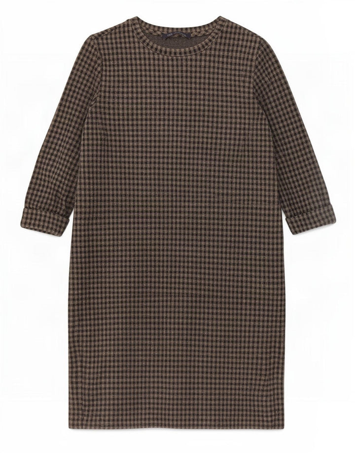 Vestido feminino Marks & Spencer manga 3/4, UK 10, pequeno, cinza, guingão