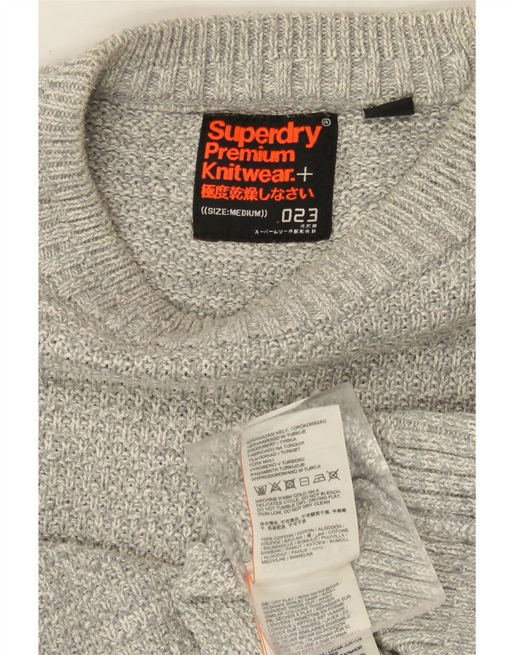 Suéter masculino Superdry com gola redonda e algodão cinza médio