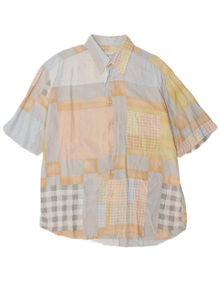 Camisa masculina de manga curta PAL ZILERI grande multicolorida patchwork viscose