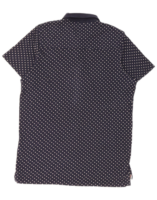 Camisa polo masculina de manga curta Tommy Hilfiger 2XL algodão manchado azul marinho