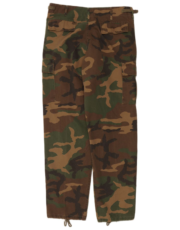Calça cargo masculina reta vintage média W32 L32 camuflagem cáqui