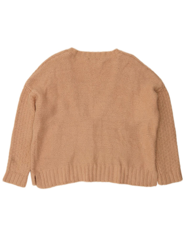 Suéter cardigã feminino grande Marks & Spencer Reino Unido 18 XL bege acrílico