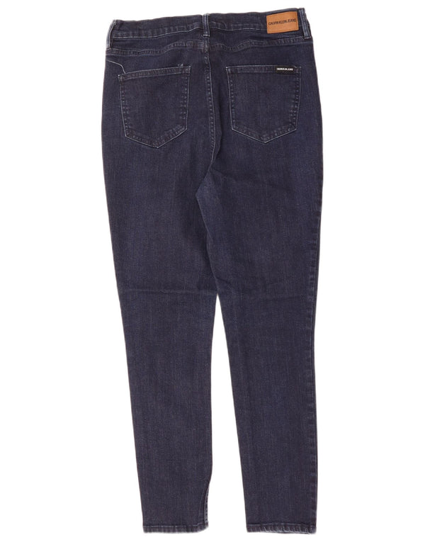 Calça jeans skinny feminina CALVIN KLEIN cintura alta EUA 12 grande W32 L28 azul marinho