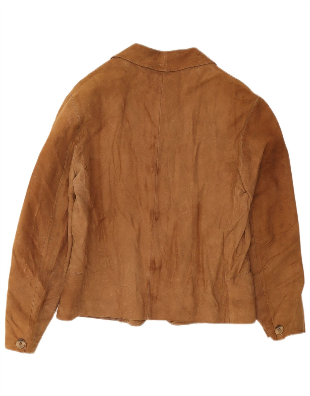 Jaqueta blazer feminina vintage de camurça com 3 botões Reino Unido 12 marrom médio