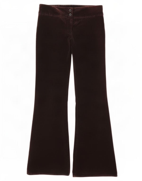 Calça casual feminina Topshop Velvet Flare Reino Unido 10 pequena W28 L31 marrom