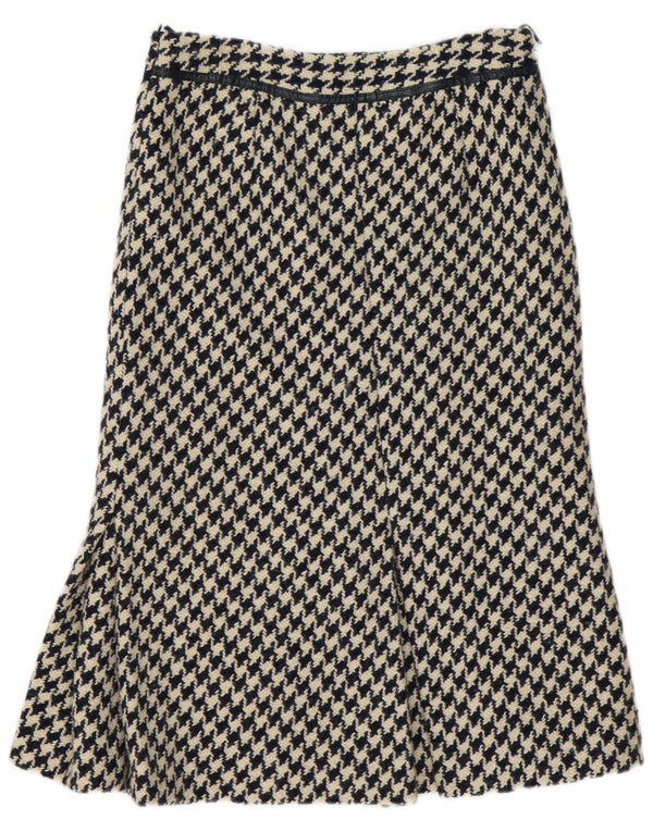 Saia vintage feminina linha A W30 médio azul marinho Houndstooth